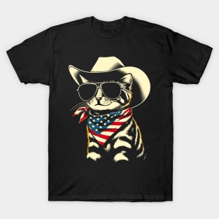 USA Flag Cat 4th of July Funny Patriotic T-Shirt